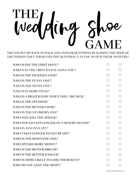 Wedding Shoe Game: Questions + Free Printable.
